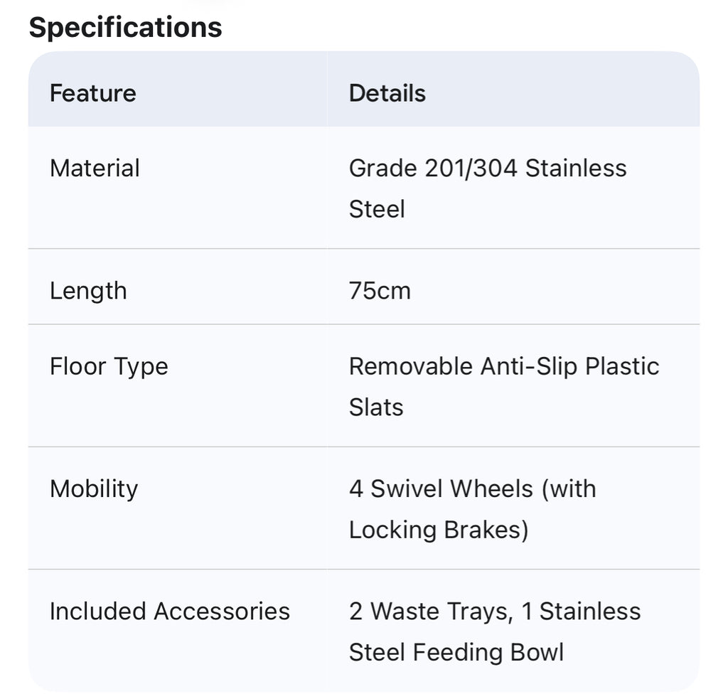 HEAVY DUTY STAINLESS CAGE (75CM)
