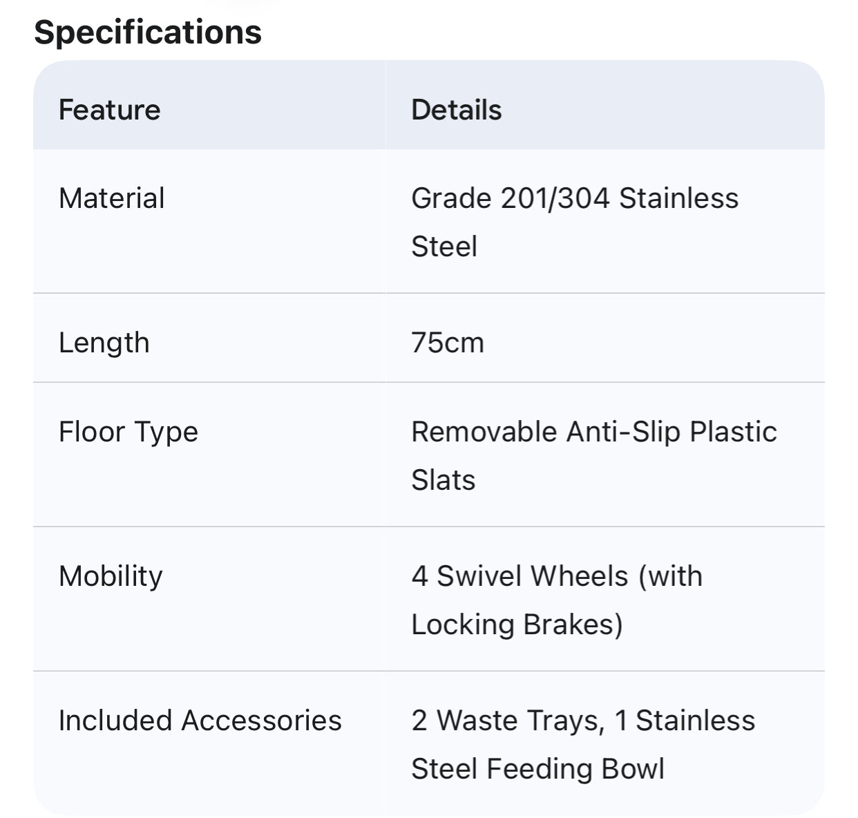 HEAVY DUTY STAINLESS CAGE (75CM)