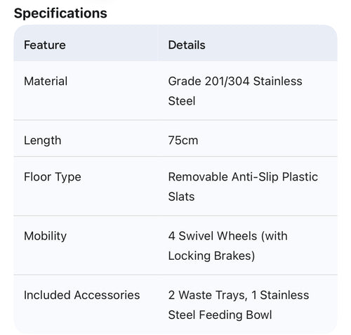 HEAVY DUTY STAINLESS CAGE (75CM)